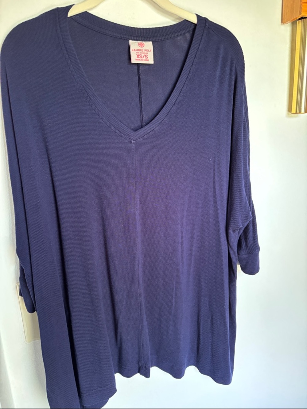 Laurie Felt Relaxed Navy V-Neck Tunic